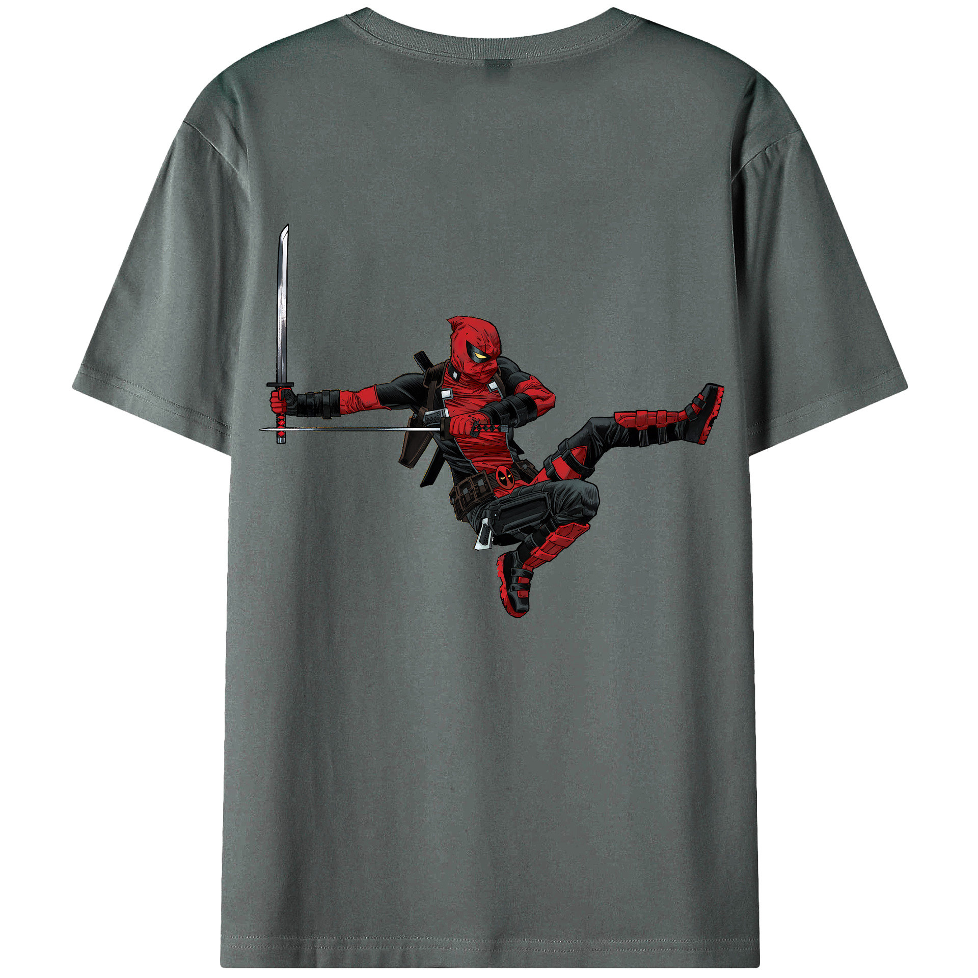 （画像用） Deadpool デッドプール 綿100％ メンズ半袖Tシャツ（バックプリント） 通気性
